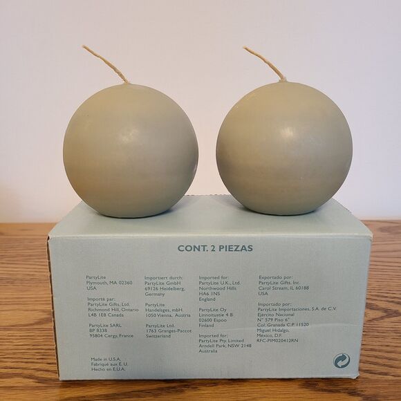 PartyLite Ball Candles 3" Ginger Apple Scent Round Ball Two In Original Box - Picture 2 of 10